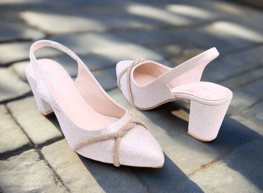 Gold block heel court shoes clearance