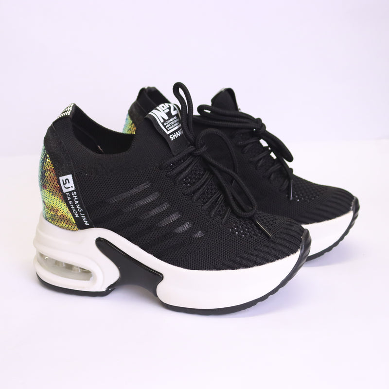 Black lace shoes for women