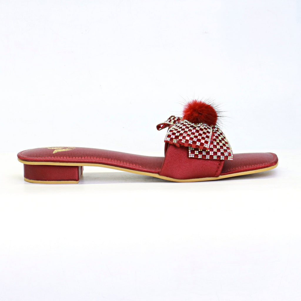 Women's Fancy Flat Slippers – Maroon