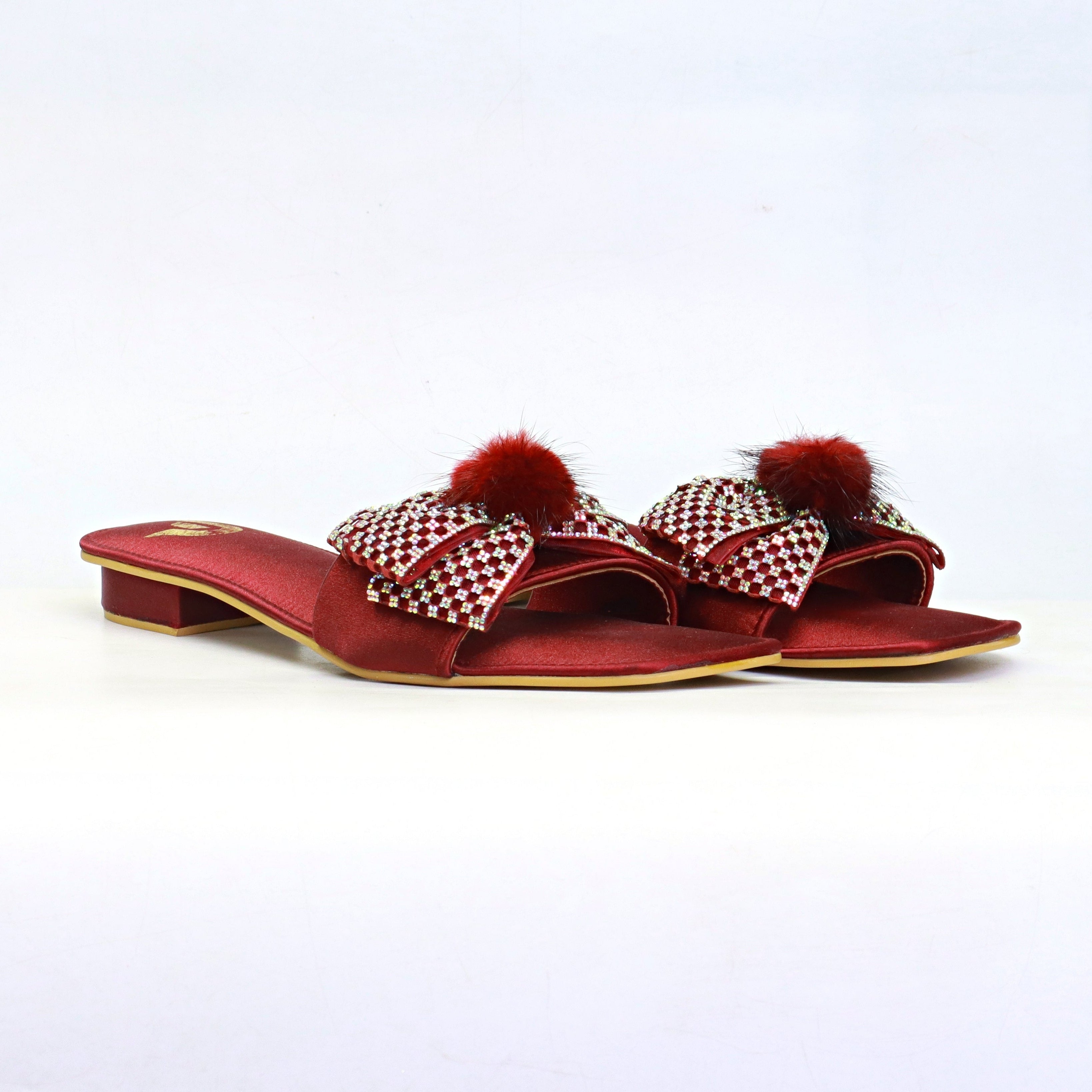 Women's Fancy Flat Slippers – Maroon