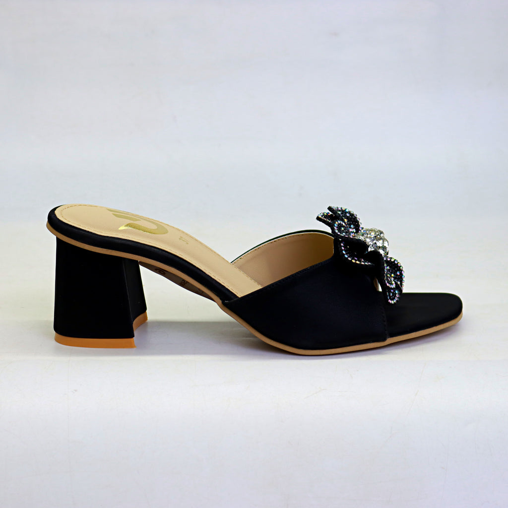 Women’s Party Wear Fancy Block Heel – Flower Tie Upper-maroon