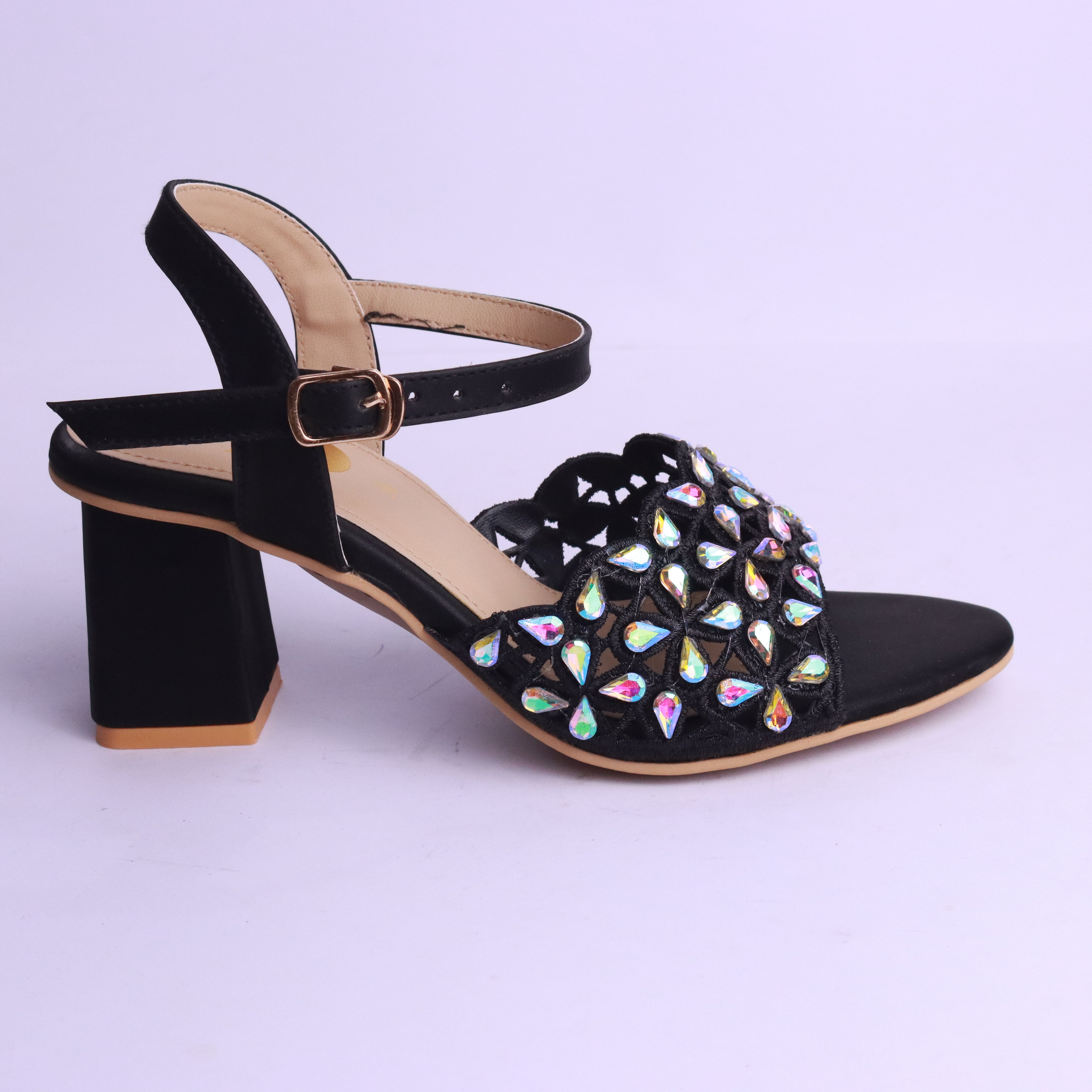 peach Black suede heels for women – soft texture with cushioned insole PEAR PICTURE