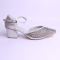 Elegant bridal court shoes with low heel – satin finish and pearl detailing