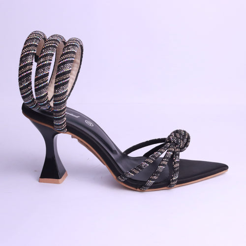 Fancy black wedge heels with shimmer finish
