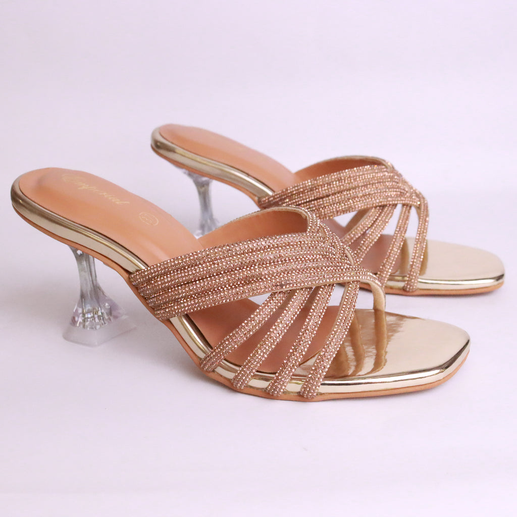 golden party wear heels