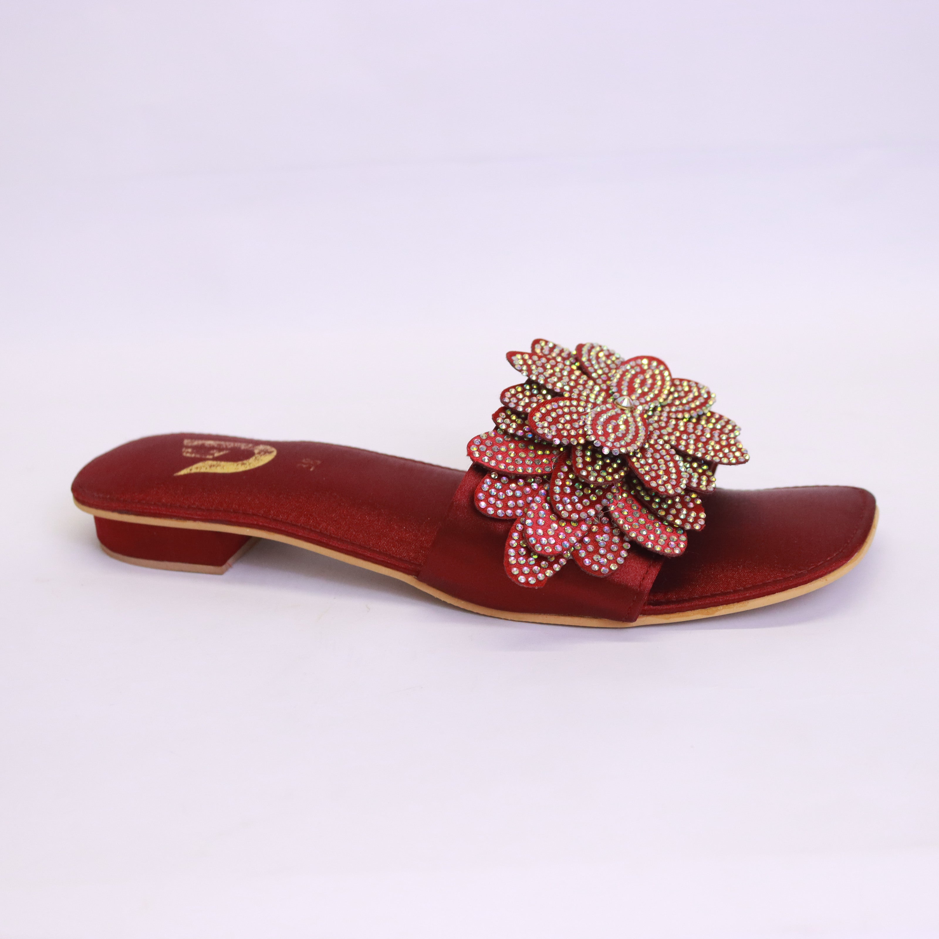 Parish Footwear DA647 women fancy flat slippers in maroon – bold colour for weddings Pakistan