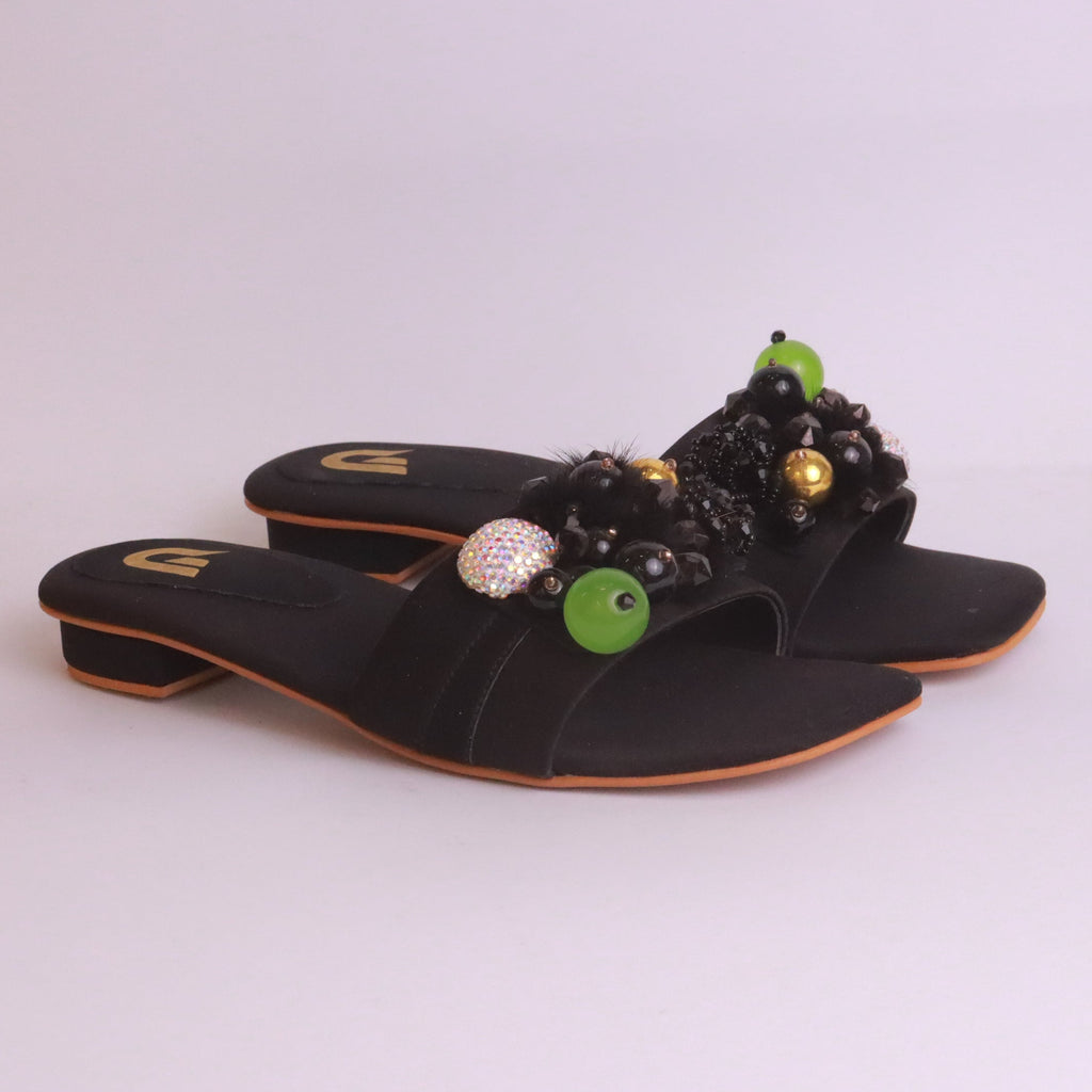Women's Fancy Flat Slippers – DA838 (Black)