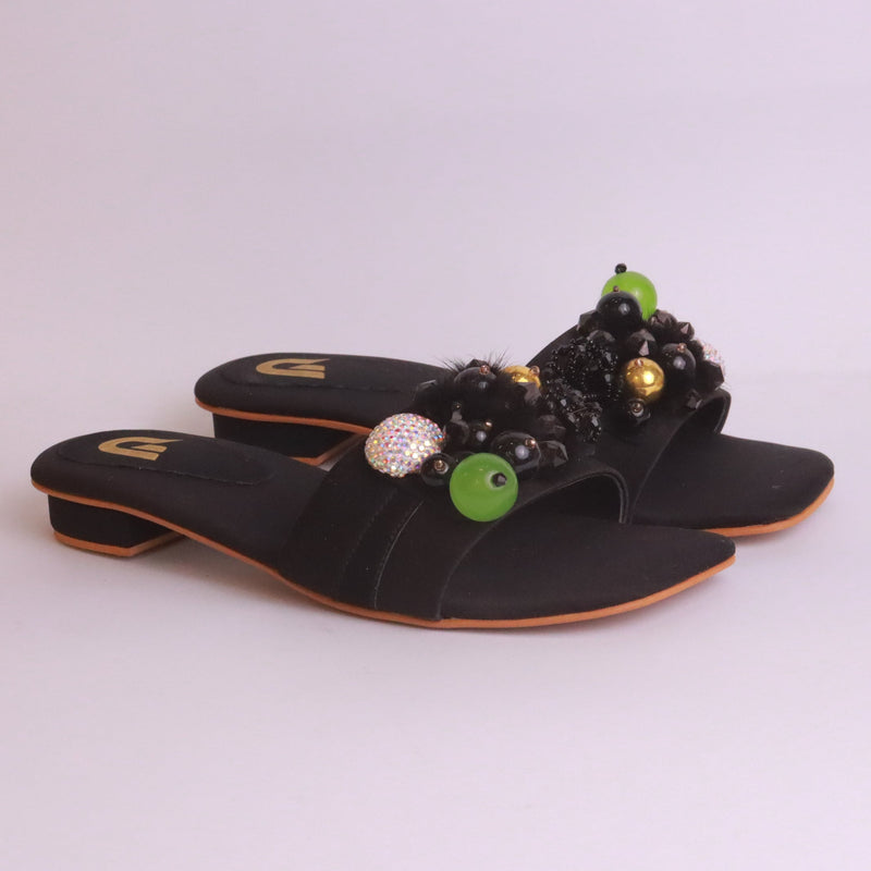 Women's Fancy Flat Slippers – DA838 (Black)