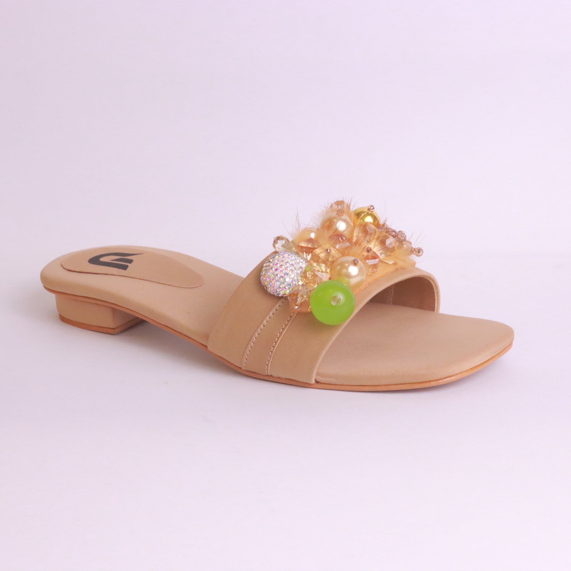 DA838 fone flat slippers side view – complements pastel and bridal outfits