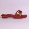 Parish Footwear DA838 women fancy flat slippers in maroon – luxurious festive footwear Pakistan