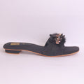 Parish Footwear DA870 women fancy flat slippers in black – timeless elegant occasion footwear Pakistan