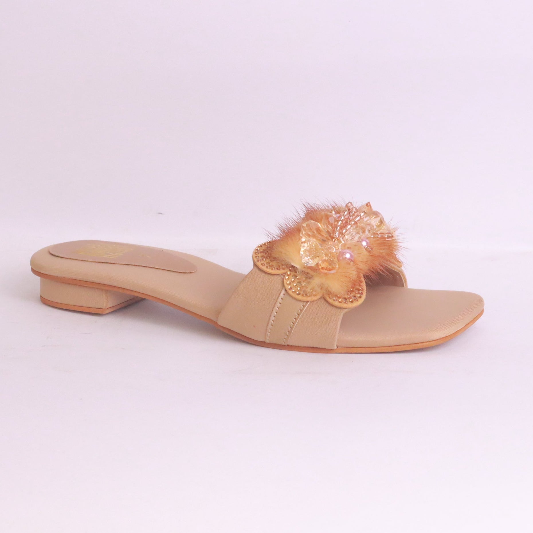 DA870 fone flat slippers top view – soft neutral tone for bridal wear Pakistan