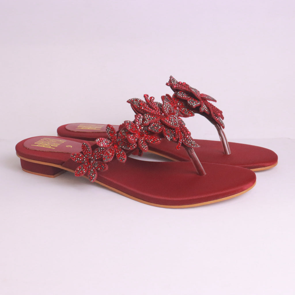 DA887 maroon slippers – embellished design for Eid and wedding celebrations Pakistan
