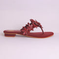 Parish Footwear DA887 women fancy flat slippers in maroon – premium festive occasion footwear Pakistan