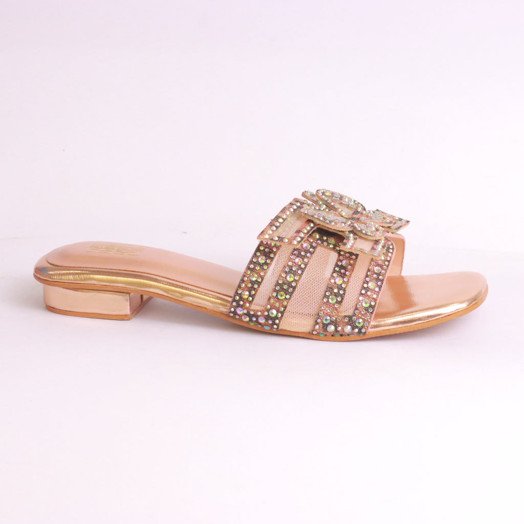 Parish Footwear DA912 women party wear casual heel slippers in peach – feminine Mehndi footwear Pakistan