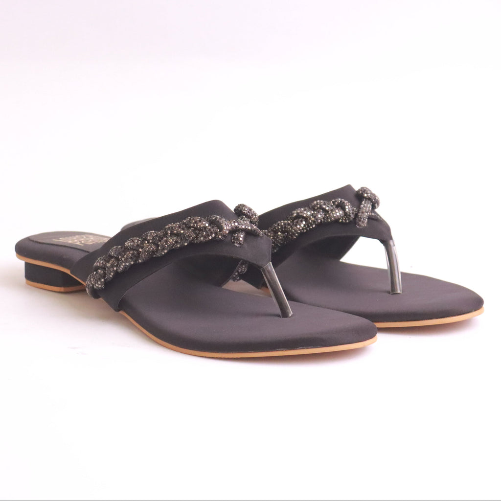 Women's Fancy Flat Slippers – DA958 (Black)