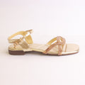 Parish Footwear DA997 women fancy flat sandals in light golden – bridal occasion footwear Pakistan