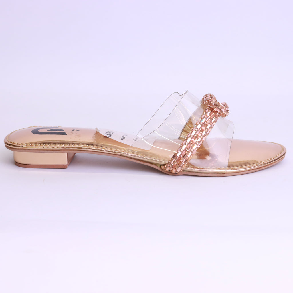 Parish Footwear LA979 women flat slippers in peach – soft feminine occasion footwear Pakistan