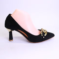 LB901 – Women's Block Heel Court Shoes in Black