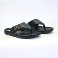 Men's black leather slide slippers - MA037