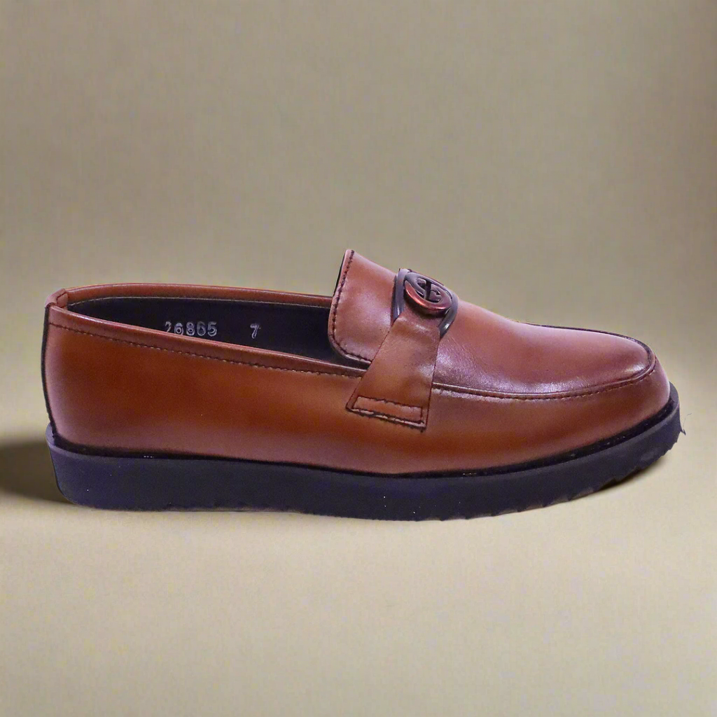 brown mens loafers shoes side shot