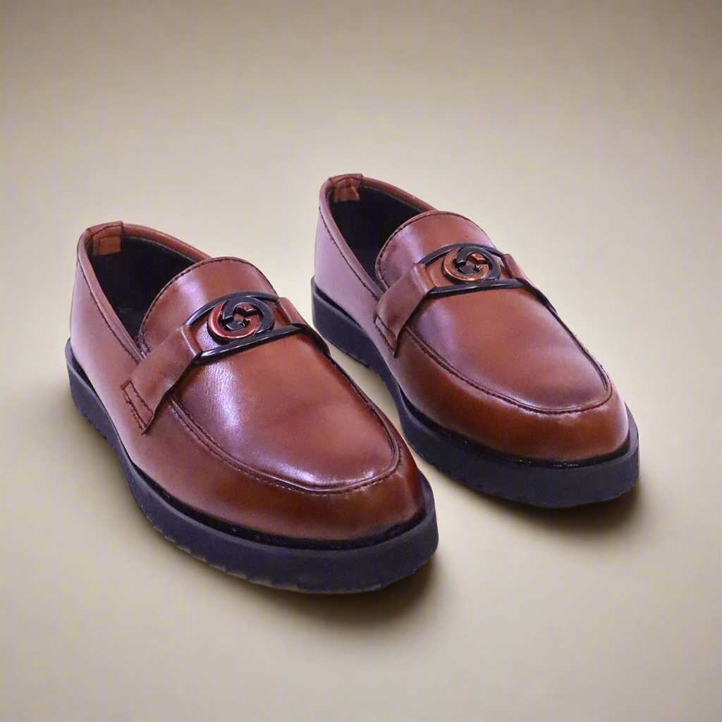 brown mens loafers shoes side shot