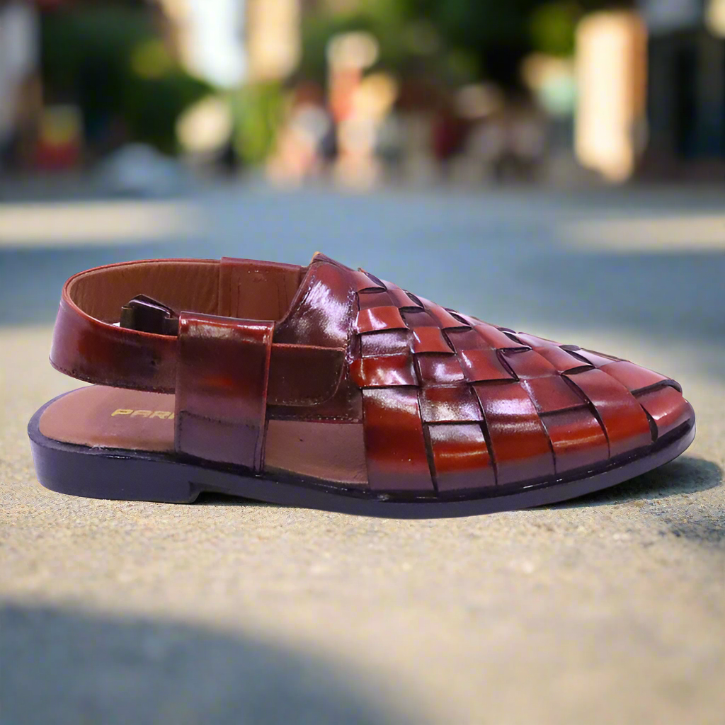brown kheri chappal side shot