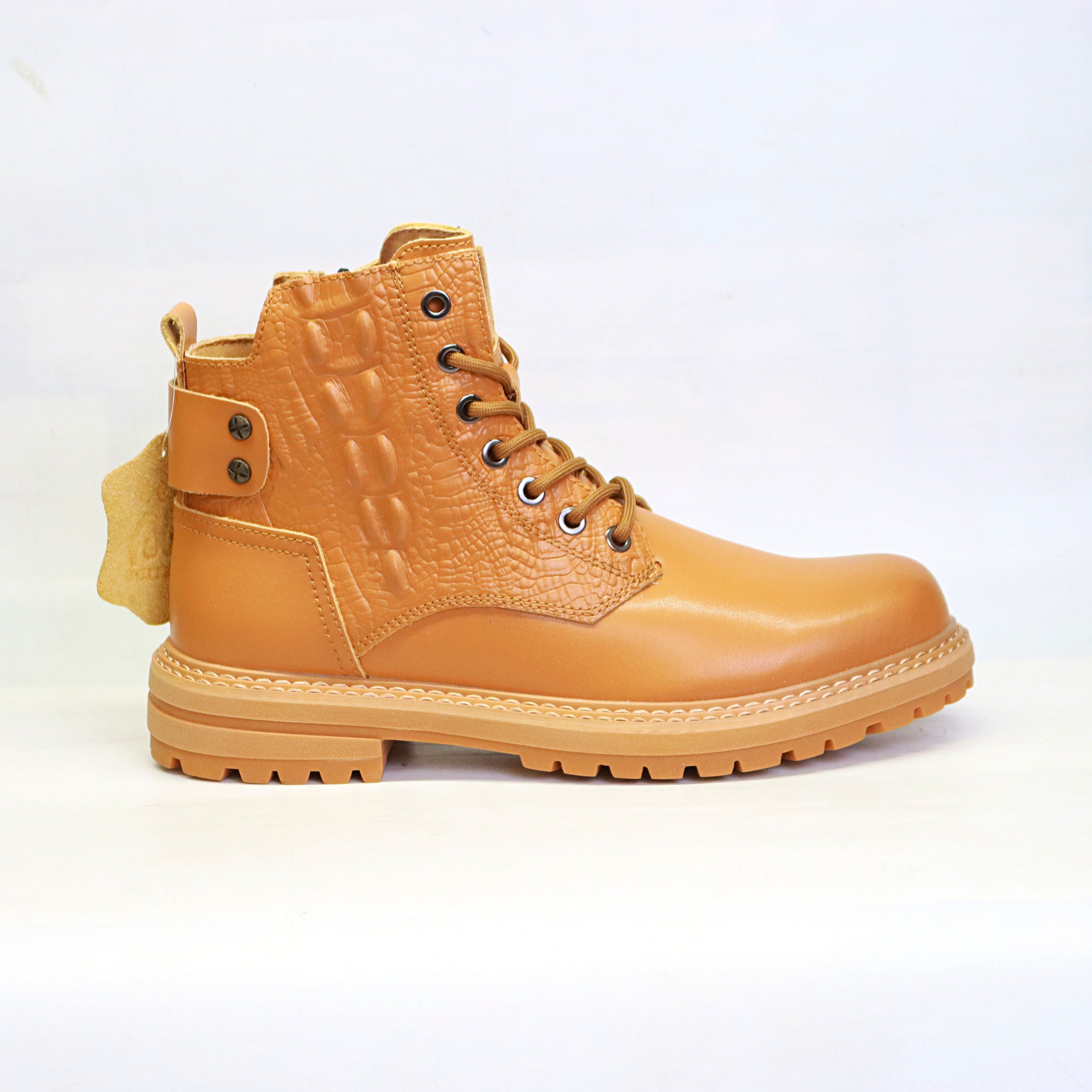 Men's Long Leather Boots – Black & Mustard | YA533