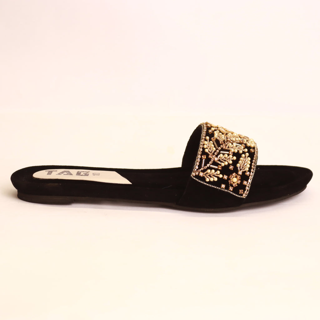 Women's Fancy Flat Slippers – DA793 (Black)