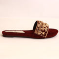 Parish Footwear DA793 women fancy flat slippers in maroon – all-night comfort occasion footwear Pakistan